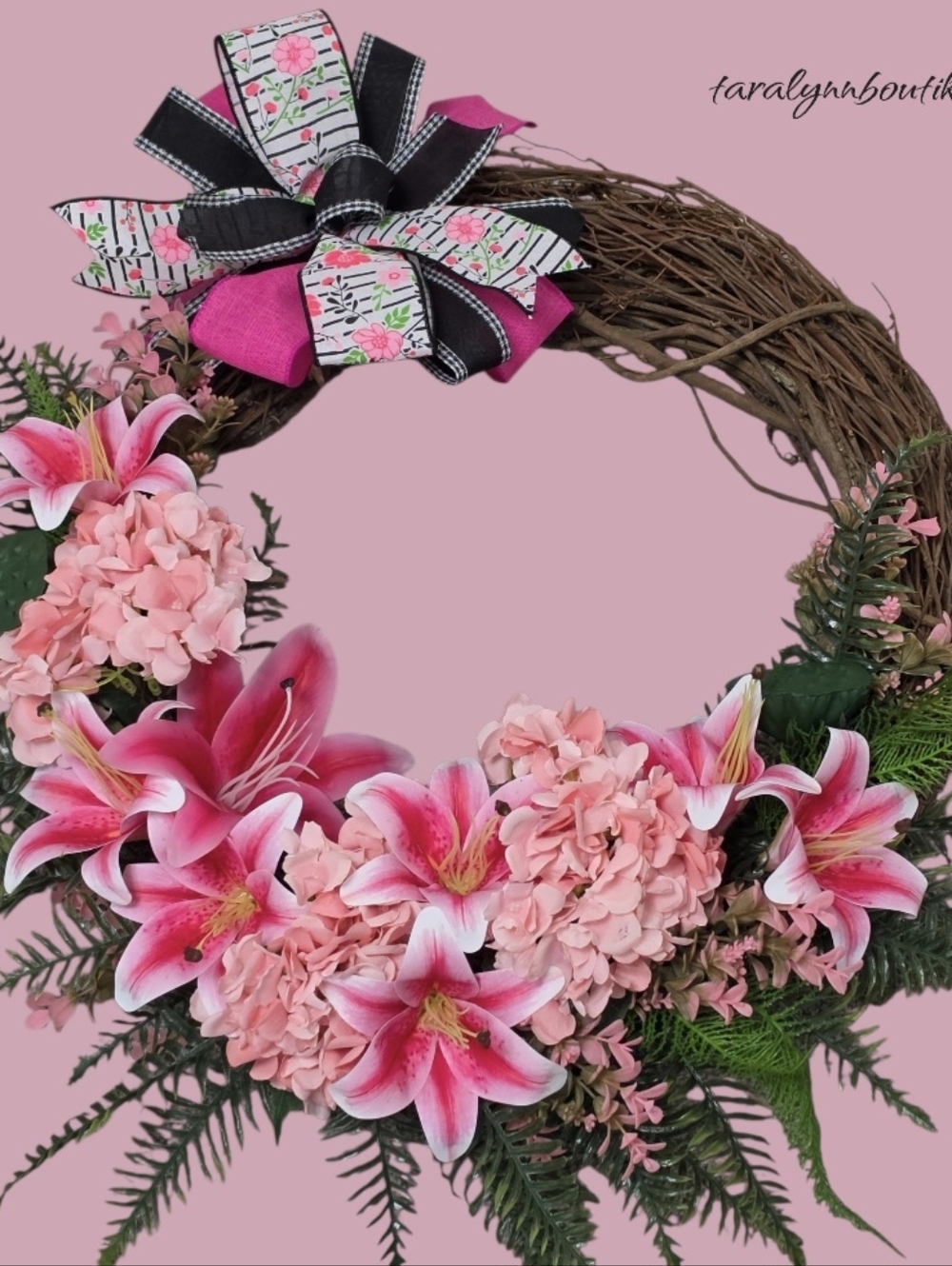 Pretty in Pink Floral Wreath